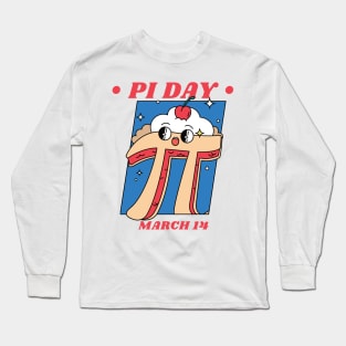 Pi Day March 14 Cartoon Pi Pie Long Sleeve T-Shirt